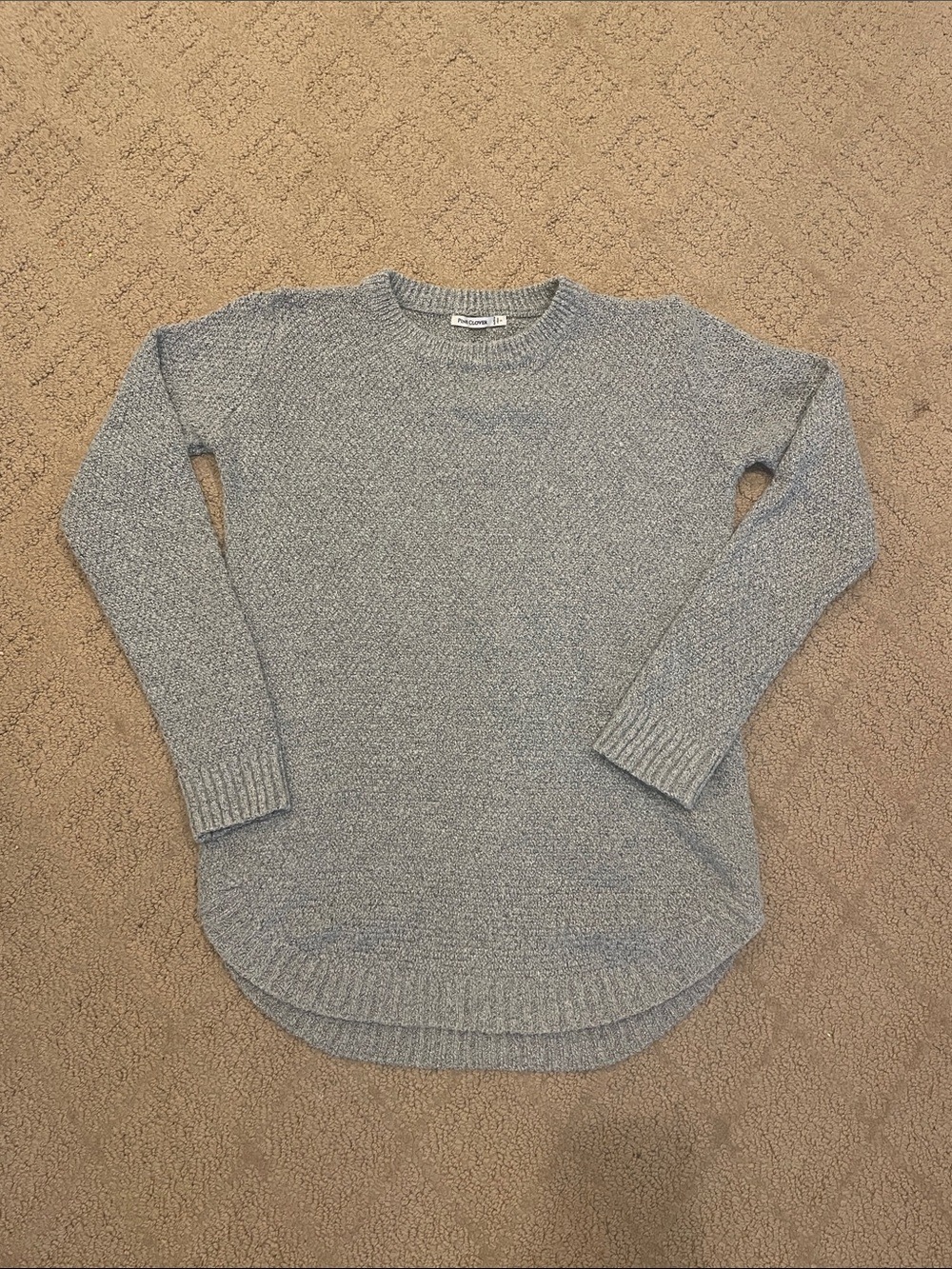 Pink Clover Heather Light Gray Crewneck Sweater